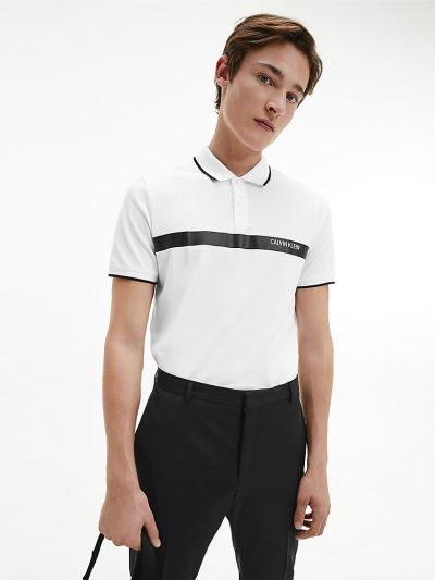 Calvin Klein Ruhák HU691835 | Calvin Klein Organic Cotton Stripe Férfi Pólóing Világos Fehér